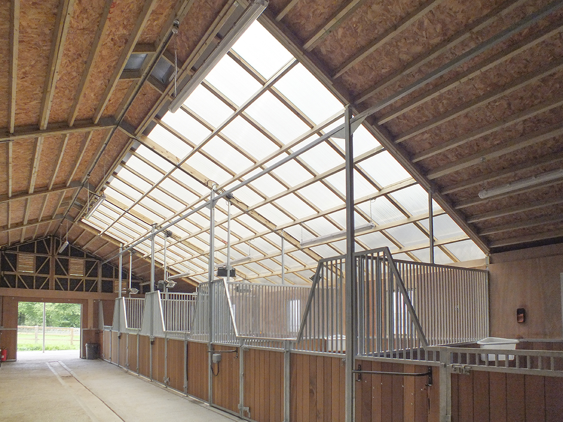 poly-carbonate roof in an american barn
